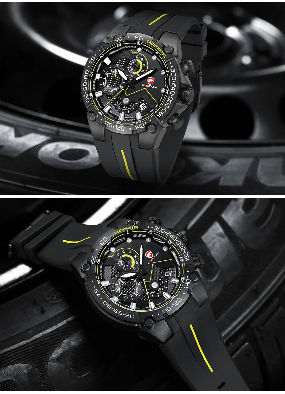 CHEETAH New Watches Mens Luxury Brand Big Dial Watch Men Waterproof Quartz Wristwatch Sports Chronograph Clock Relogio Masculino