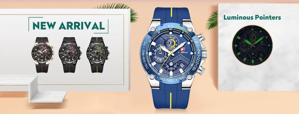 CHEETAH New Watches Mens Luxury Brand Big Dial Watch Men Waterproof Quartz Wristwatch Sports Chronograph Clock Relogio Masculino