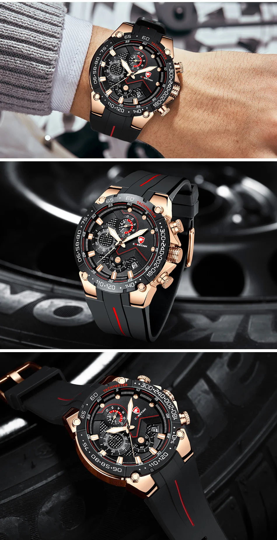 CHEETAH New Watches Mens Luxury Brand Big Dial Watch Men Waterproof Quartz Wristwatch Sports Chronograph Clock Relogio Masculino