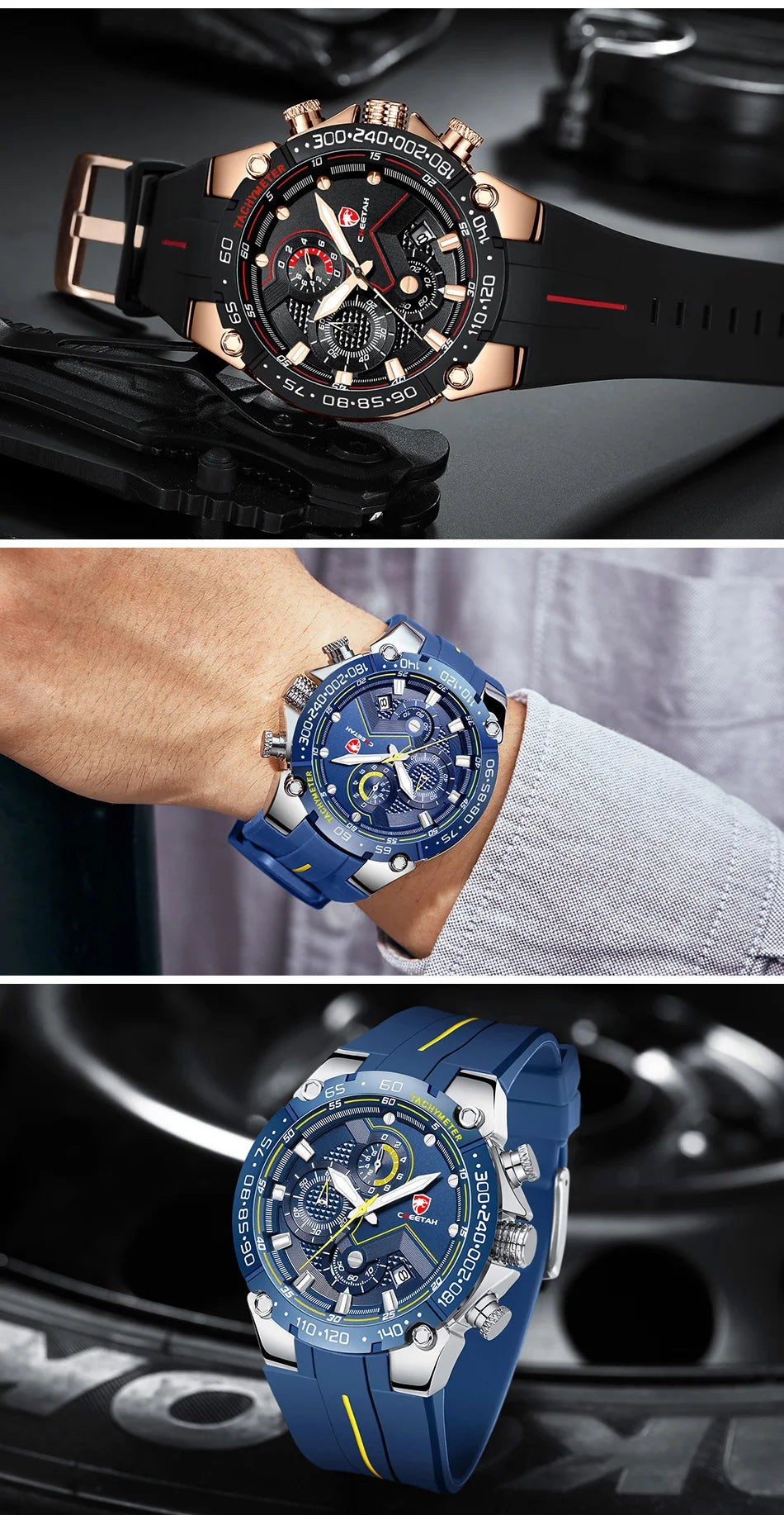 CHEETAH New Watches Mens Luxury Brand Big Dial Watch Men Waterproof Quartz Wristwatch Sports Chronograph Clock Relogio Masculino