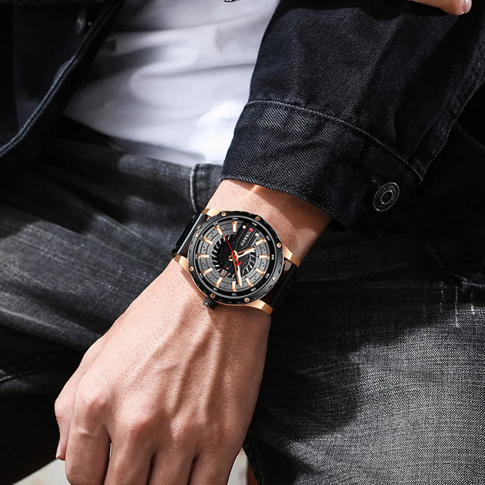 CURREN Watches Top Brand Fashion Leather Wristwatch Casual Quartz Men's Watch with box New Chic Clock Luminous hands