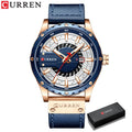 CURREN Watches Top Brand Fashion Leather Wristwatch Casual Quartz Men's Watch with box New Chic Clock Luminous hands