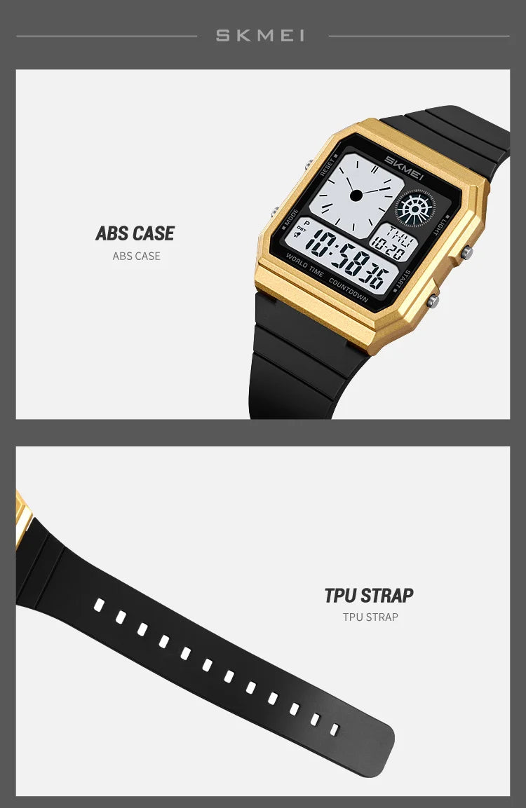 Skmei 5 Alarm Clock Male Military Sports Watches Analog Digital Display Multiple Time Zone Waterproof Swimming Mens Stop Watch