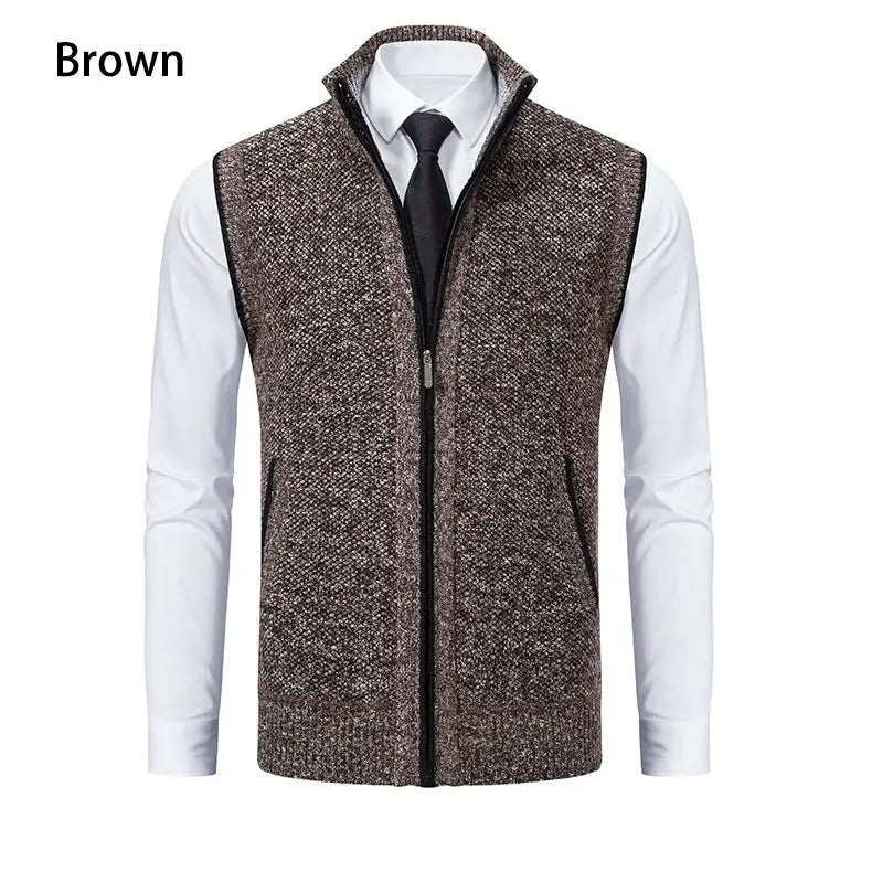 Men Sweaters Vest 2025 Autumn Winter New Wool Warm Velvet Solid Casual Knitwear Turtleneck Sleeveless Sweaters Vest men clothing