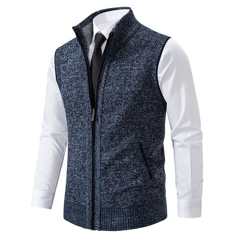 Men Sweaters Vest 2025 Autumn Winter New Wool Warm Velvet Solid Casual Knitwear Turtleneck Sleeveless Sweaters Vest men clothing