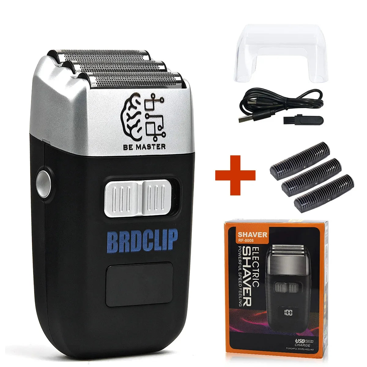 Three Blade Professional Oil Head Gradient Electric Hair Shaver Titanium Plated Knife Net Hair Salon Trimmer  BRDCLIP 8008