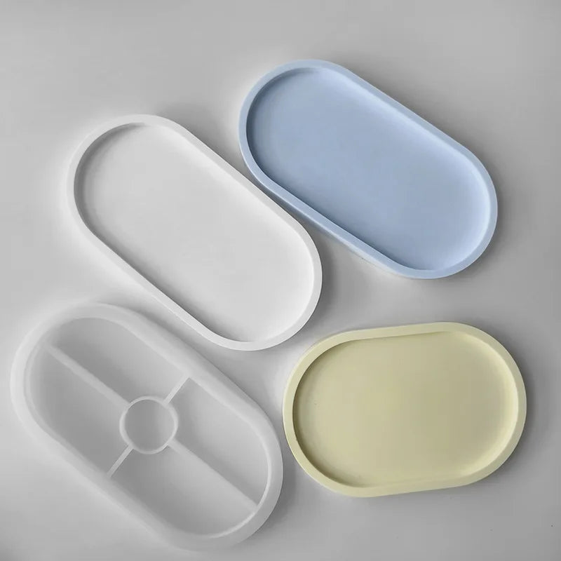 Tray Dish Mold Round Square Rectangle Coaster Silicone Mold Cement Plaster Resin Tray Mould Jewelry Storage Tray Home Decor