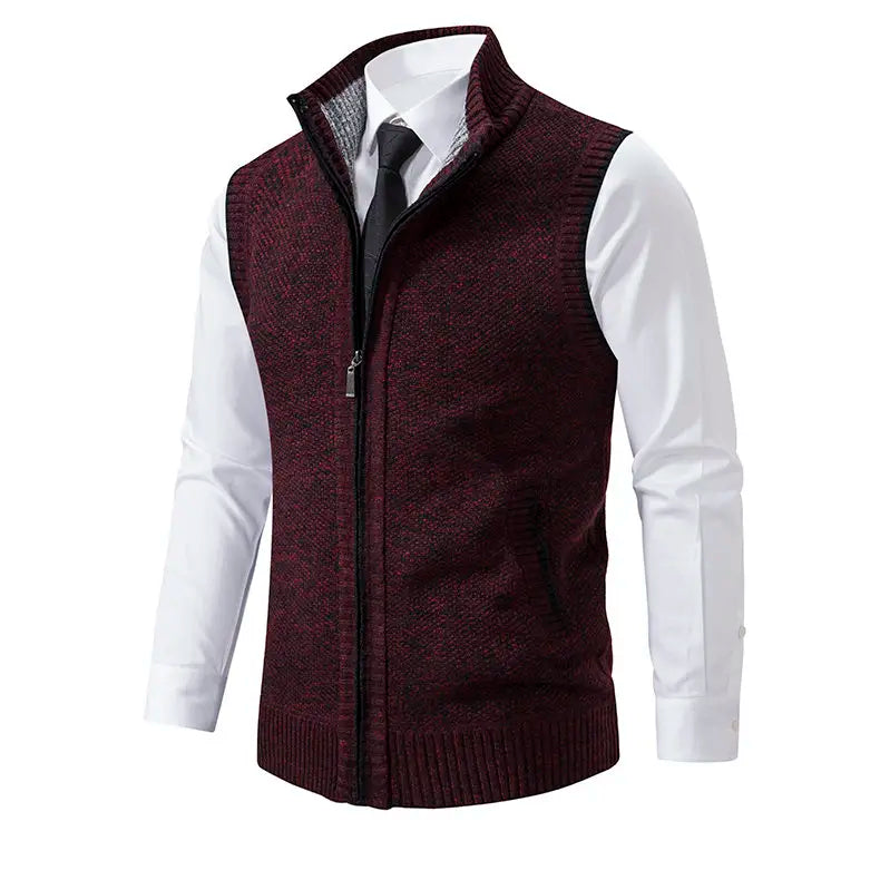 Men Sweaters Vest 2025 Autumn Winter New Wool Warm Velvet Solid Casual Knitwear Turtleneck Sleeveless Sweaters Vest men clothing