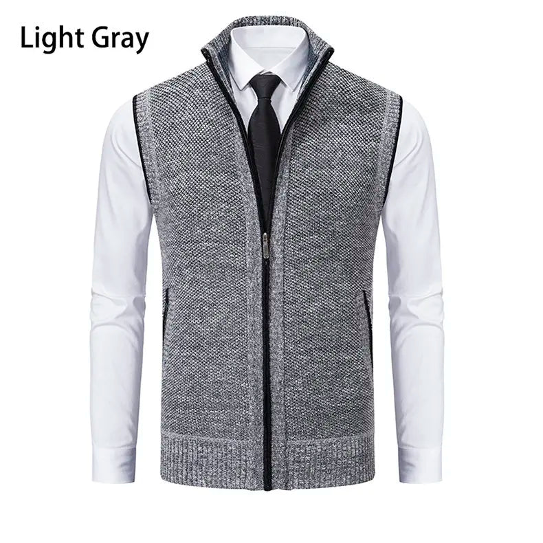 Men Sweaters Vest 2025 Autumn Winter New Wool Warm Velvet Solid Casual Knitwear Turtleneck Sleeveless Sweaters Vest men clothing