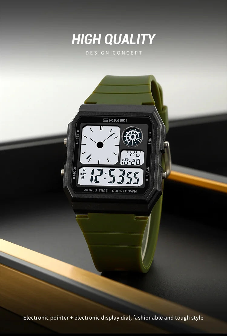 Skmei 5 Alarm Clock Male Military Sports Watches Analog Digital Display Multiple Time Zone Waterproof Swimming Mens Stop Watch