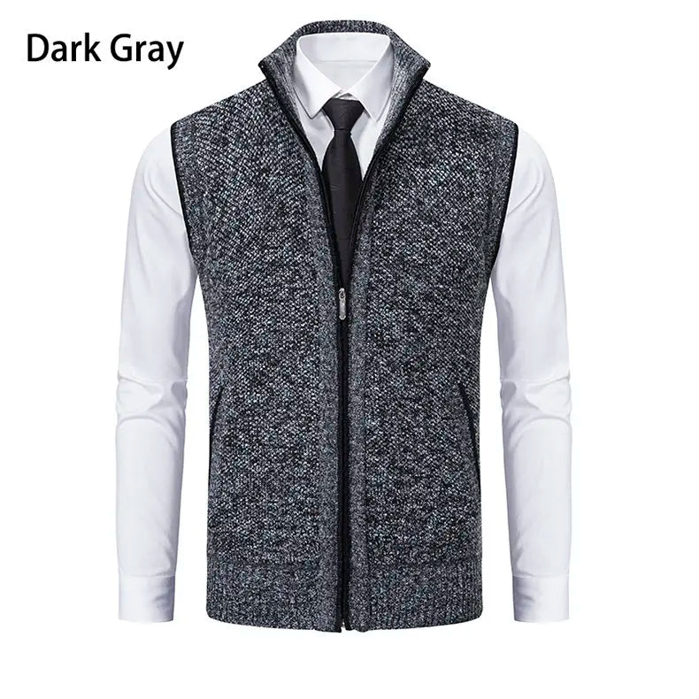 Men Sweaters Vest 2025 Autumn Winter New Wool Warm Velvet Solid Casual Knitwear Turtleneck Sleeveless Sweaters Vest men clothing