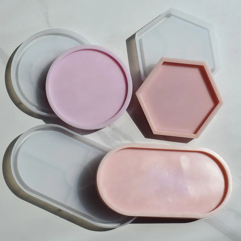 Tray Dish Mold Round Square Rectangle Coaster Silicone Mold Cement Plaster Resin Tray Mould Jewelry Storage Tray Home Decor