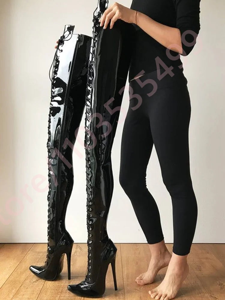 Pointed Toe Street Model Catwalk Ballet Stiletto Boots 2025 New Sexy Women's Black Over The Knee Boots Fashion Party Stage Boots