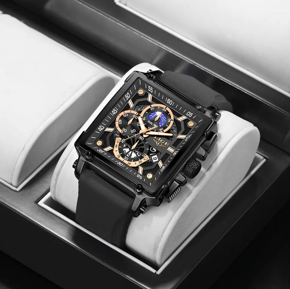 LIGE Men Watch Foxbox Brand Luxury Waterproof Quartz Wristwatch For Men Date Sport Silicone Clock Male Watches Relogio Masculino