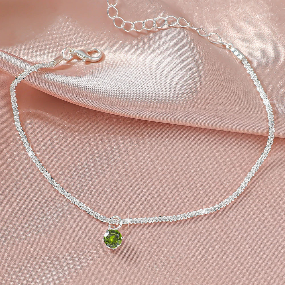 New 925 Sliver Plated CZ Anklet Bracelets for Women Girl Trendy Waterproof Zircon Charm Dainty Layer Chain Anklets Jewelry Gifts