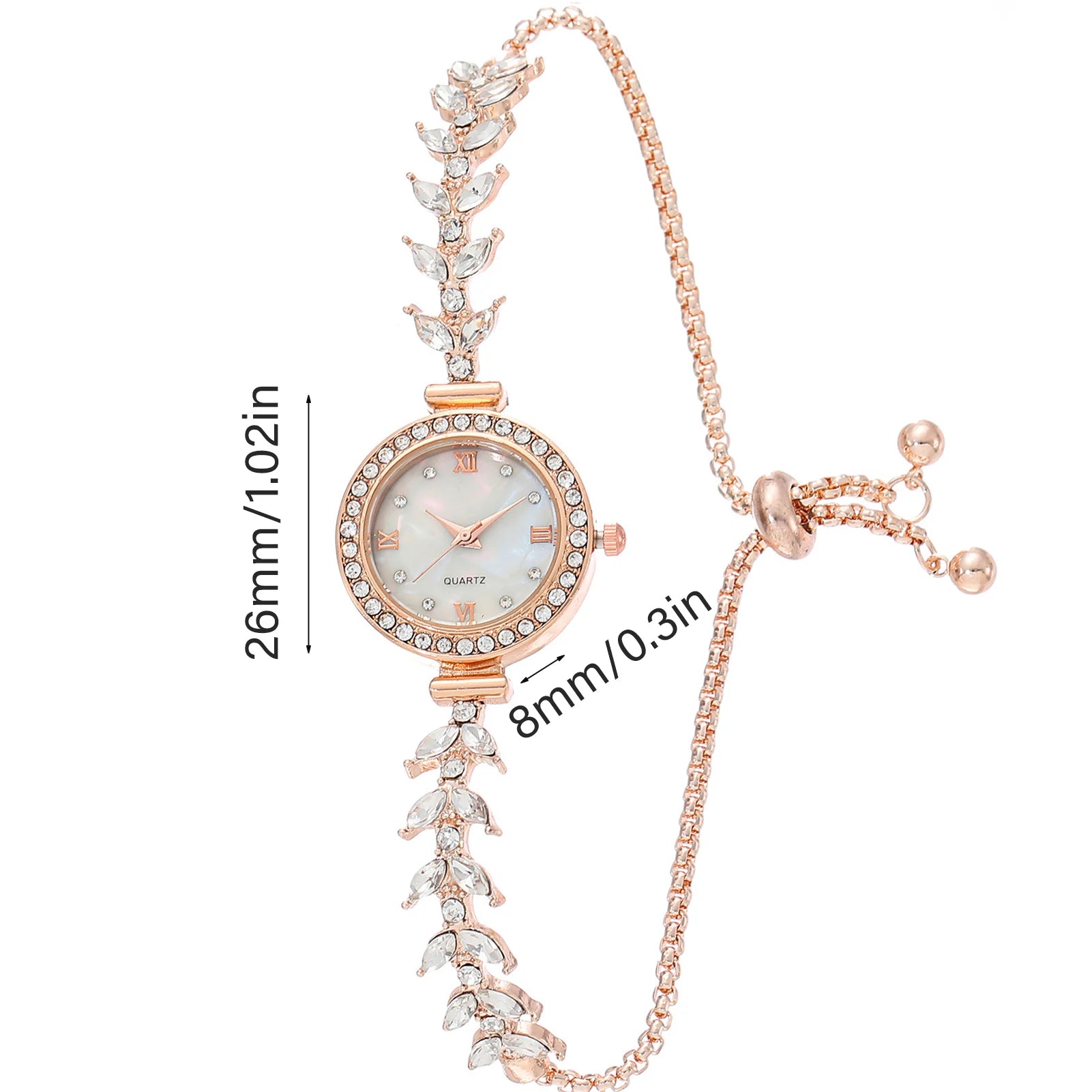 Women's Diamand Wristwatches Quartz Crystal Watch Free Adjustment Bracelet Watches for Brides Wedding Banquet Wearing