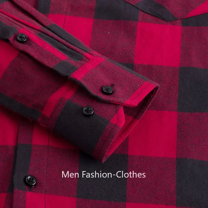 2024 100% Cotton New Male Casual Long Sleeve Warm Man Clothes Flannel Plaid Shirt Men Plus Size 3XL 4XL