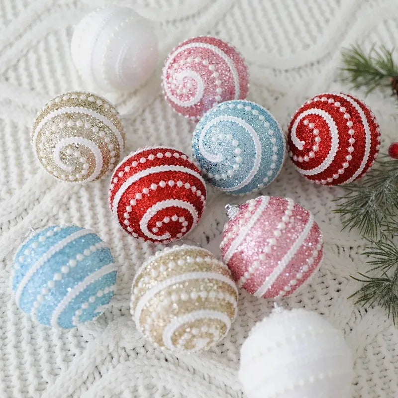 1pc 8cm Christmas Balls Ornament Glitter Xmas Tree Hanging Balls Pendant for Christmas Party Home Decor New Year Navidad Gift