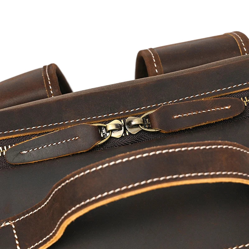 2025 New Arrivals Leather Backpack For Travel Men Male Cowhide Leather Laptop Bag 15.6" 17 Double Shoulder Bagpack For Man Retro