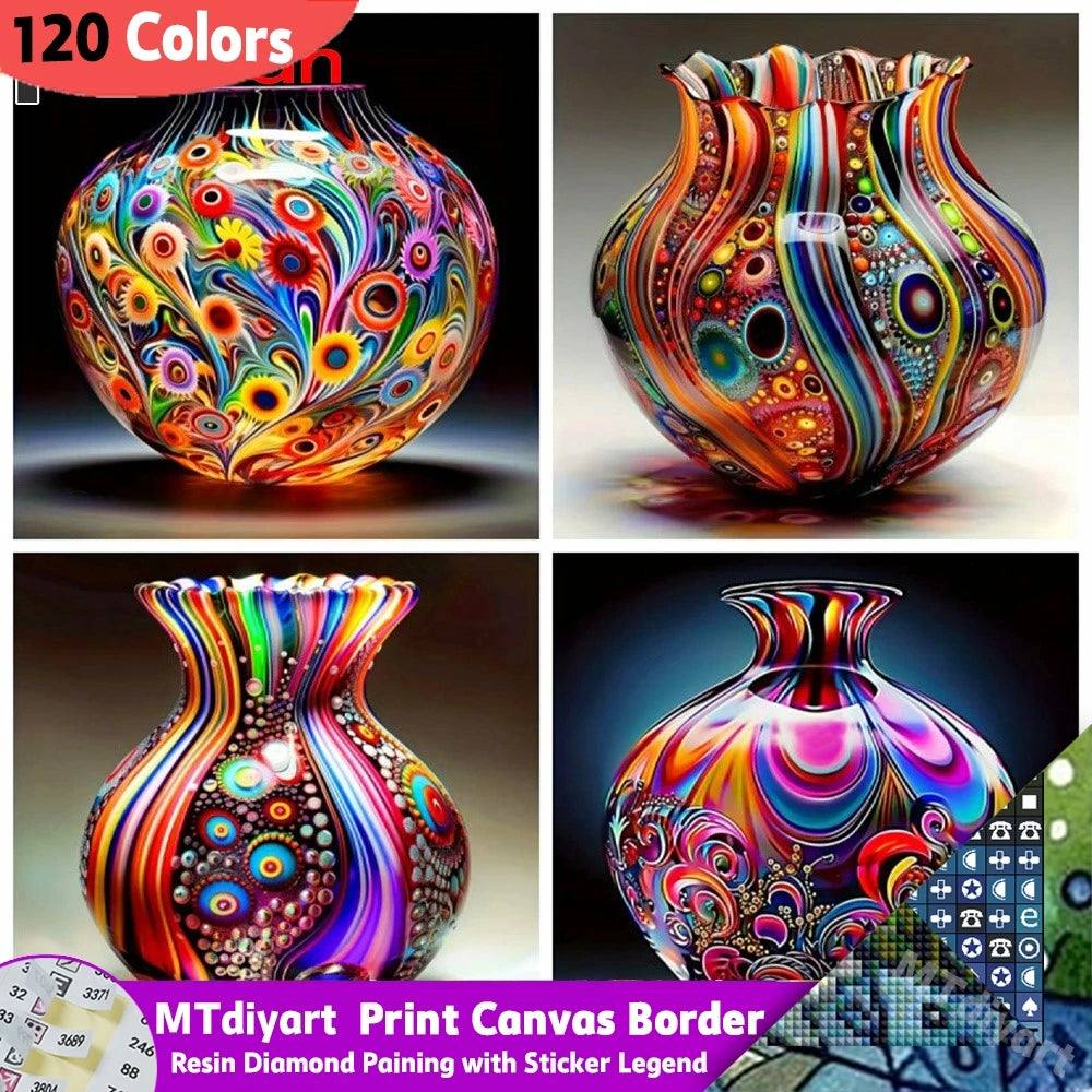Resin 120 Colors Vase New 2025 Diamond Painting Sticker Legend Print Canvas Border New Arrivals Mosaic Rhinestones Decor Art Kit