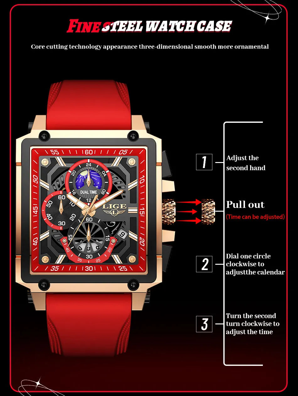 LIGE Men Watch Foxbox Brand Luxury Waterproof Quartz Wristwatch For Men Date Sport Silicone Clock Male Watches Relogio Masculino