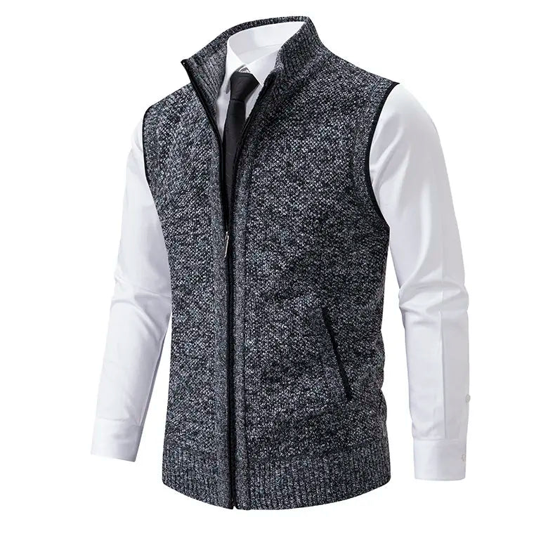Men Sweaters Vest 2025 Autumn Winter New Wool Warm Velvet Solid Casual Knitwear Turtleneck Sleeveless Sweaters Vest men clothing