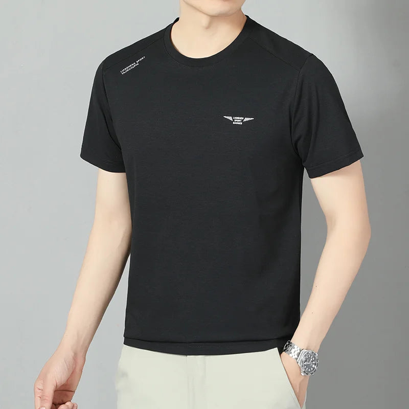 2025 New Men's Korean Casual Short Sleeved Round Neck T-shirt Summer Fashionable and Comfortable Versatile Top