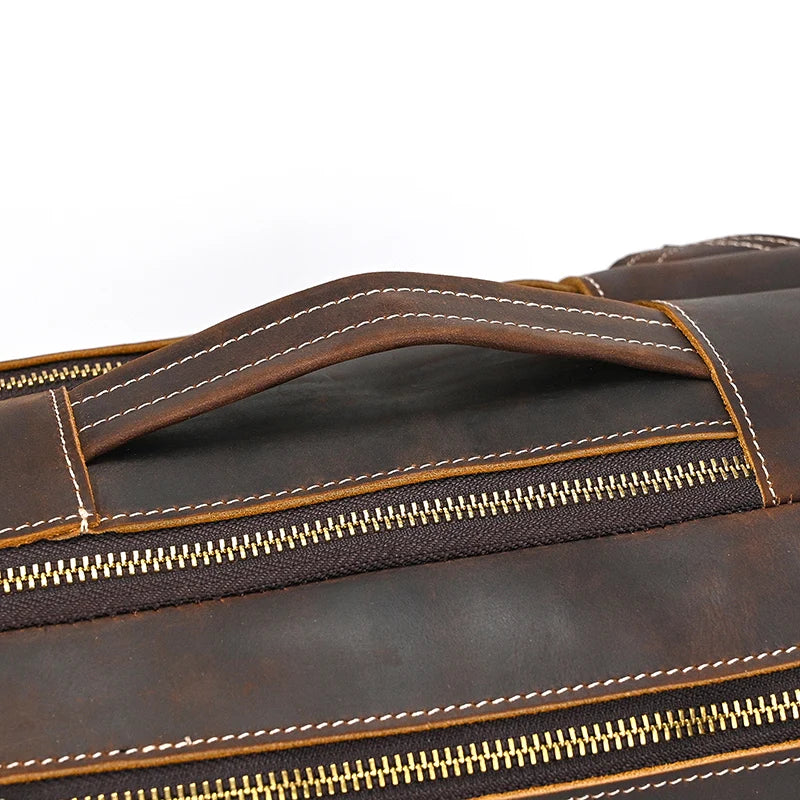 2025 New Arrivals Leather Backpack For Travel Men Male Cowhide Leather Laptop Bag 15.6" 17 Double Shoulder Bagpack For Man Retro