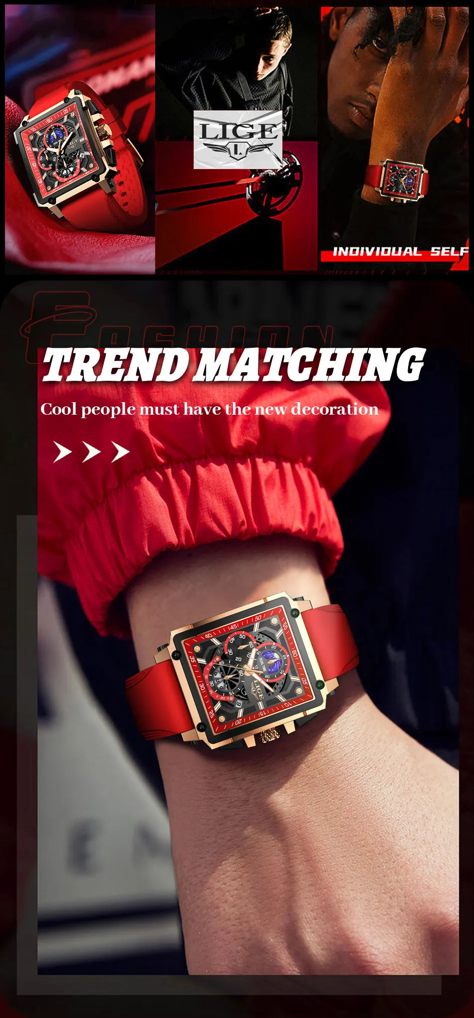 LIGE Men Watch Foxbox Brand Luxury Waterproof Quartz Wristwatch For Men Date Sport Silicone Clock Male Watches Relogio Masculino