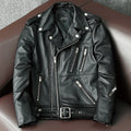 2025 New Genuine Cow Leather Jacket Men Autumn Winter Male Coats Diagonal zipper and Multi Pocket slim Motorcycle Clothing