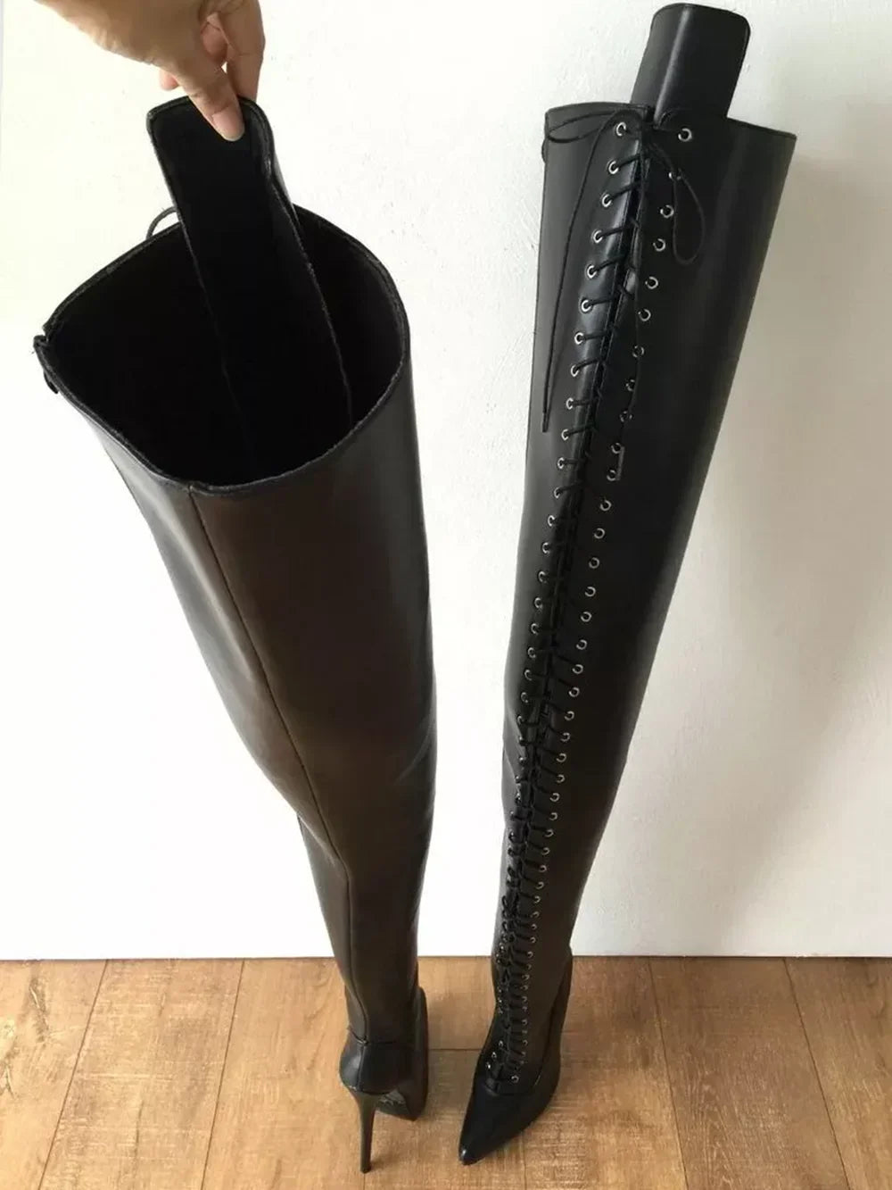 Pointed Toe Street Model Catwalk Ballet Stiletto Boots 2025 New Sexy Women's Black Over The Knee Boots Fashion Party Stage Boots