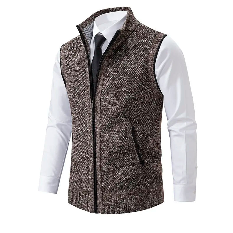 Men Sweaters Vest 2025 Autumn Winter New Wool Warm Velvet Solid Casual Knitwear Turtleneck Sleeveless Sweaters Vest men clothing