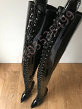Pointed Toe Street Model Catwalk Ballet Stiletto Boots 2025 New Sexy Women's Black Over The Knee Boots Fashion Party Stage Boots