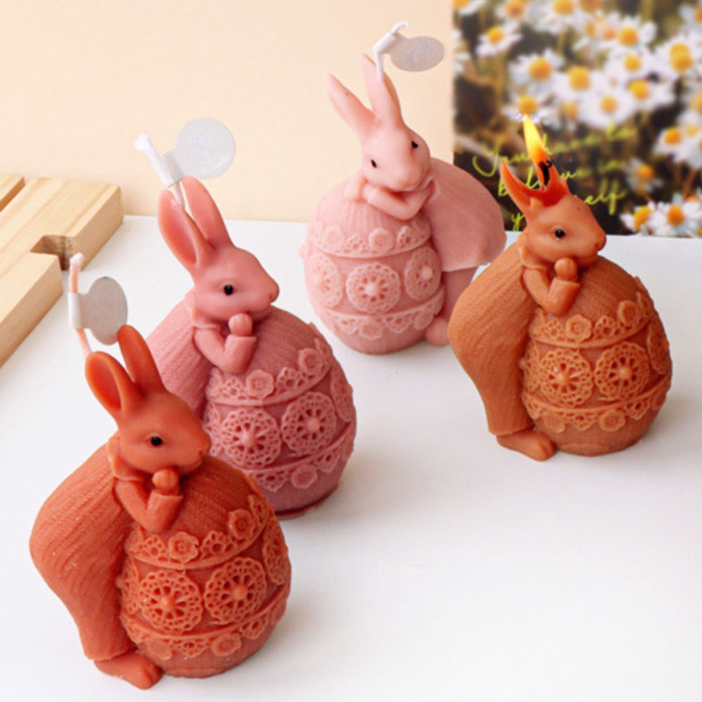 Candle Silicone Mold Rabbit Egg Aromatherapy Candle DIY Easter Drip Plaster Rabbit Mold Craft Gifts Home Decor Easy Demolding