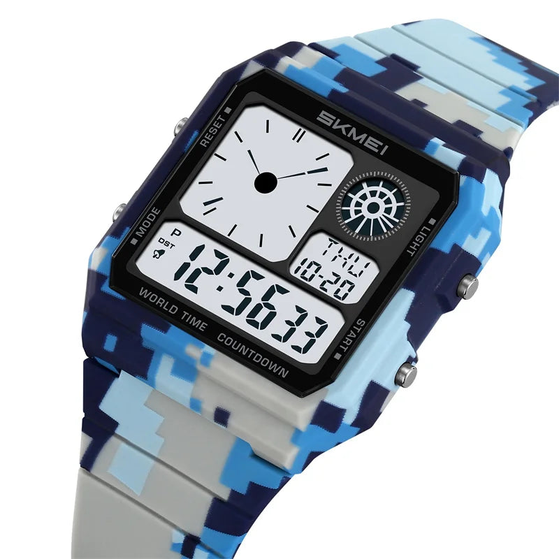 Skmei 5 Alarm Clock Male Military Sports Watches Analog Digital Display Multiple Time Zone Waterproof Swimming Mens Stop Watch