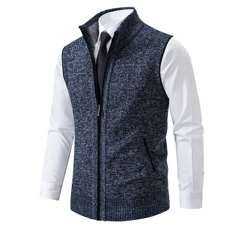 Men Sweaters Vest 2025 Autumn Winter New Wool Warm Velvet Solid Casual Knitwear Turtleneck Sleeveless Sweaters Vest men clothing