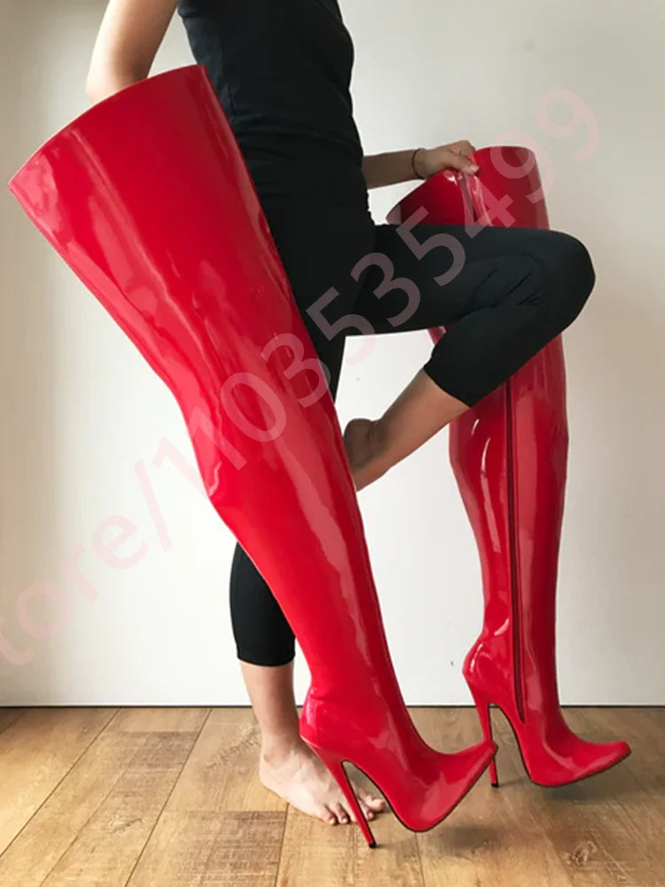 Pointed Toe Street Model Catwalk Ballet Stiletto Boots 2025 New Sexy Women's Black Over The Knee Boots Fashion Party Stage Boots