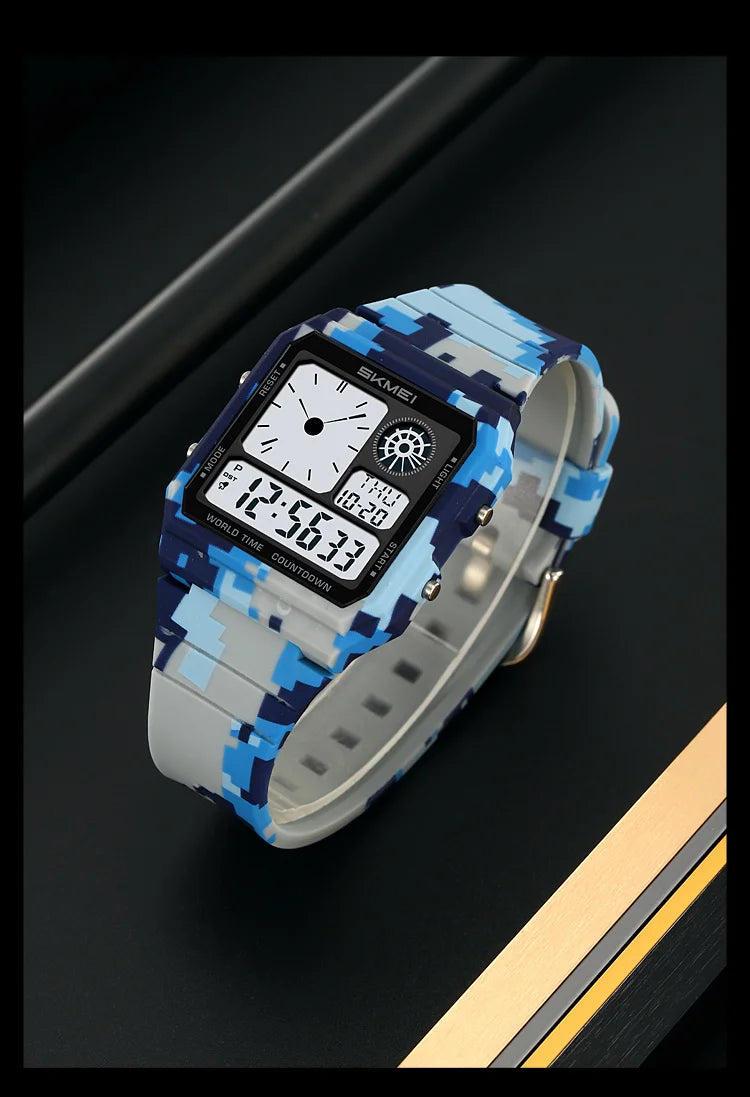 Skmei 5 Alarm Clock Male Military Sports Watches Analog Digital Display Multiple Time Zone Waterproof Swimming Mens Stop Watch