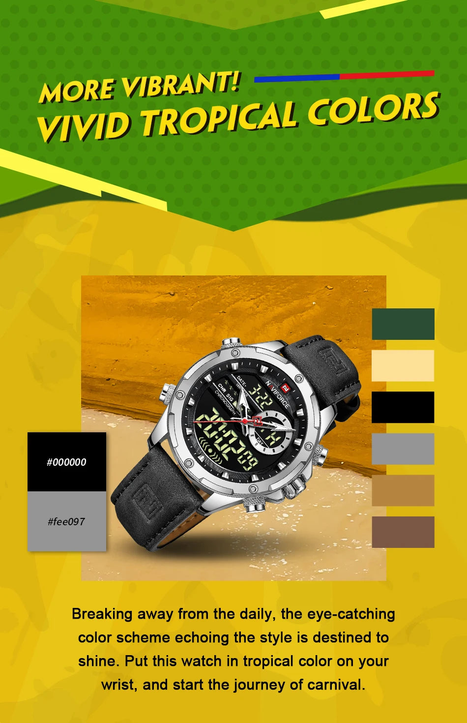 Naviforce Mens Original Watches 2025 Men Fashion Sports Waterproof Luxury Corium Strap Men Wristwatch with Calendar Dual Display