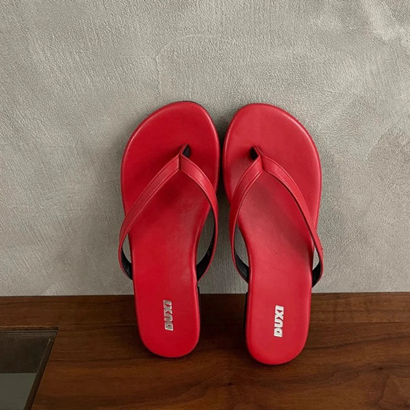 SUOJIALUN 2025 Summer New Brand Women Slipper Fashion Narrow Band Slip On Flip Flops Soft Flat Heel Outdoor Casual Dress Slides