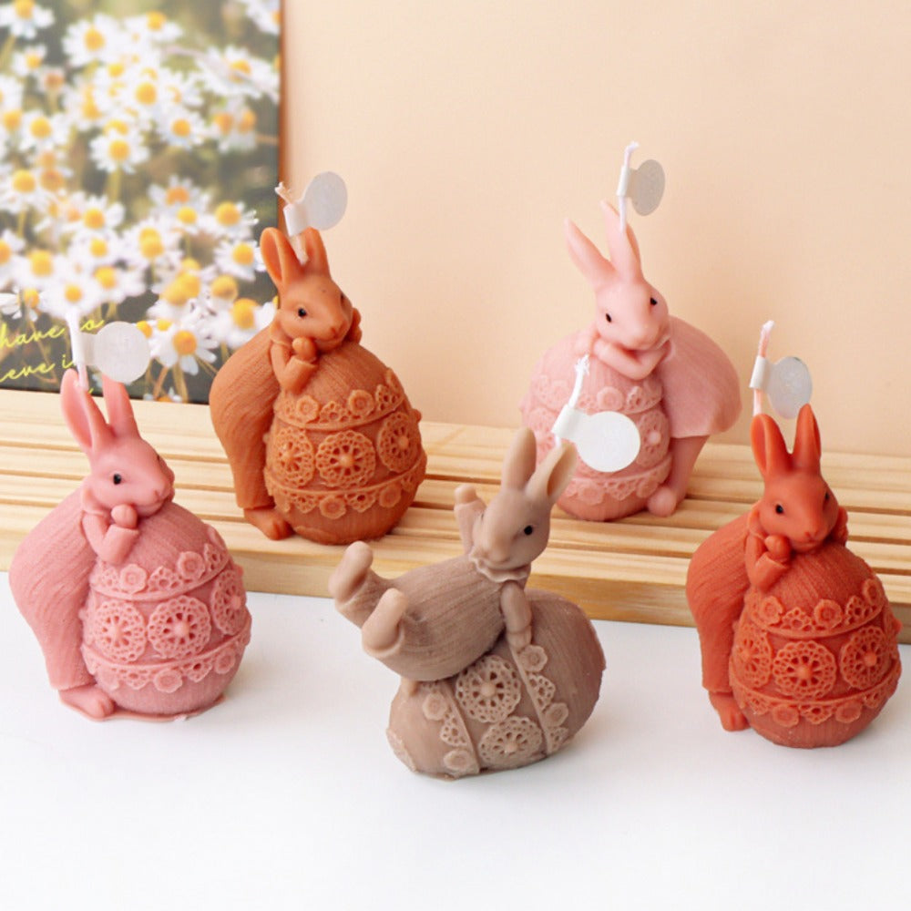 Candle Silicone Mold Rabbit Egg Aromatherapy Candle DIY Easter Drip Plaster Rabbit Mold Craft Gifts Home Decor Easy Demolding