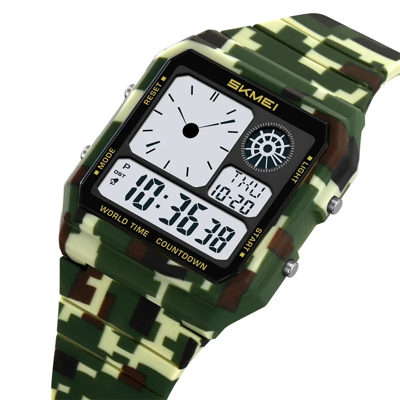 Skmei 5 Alarm Clock Male Military Sports Watches Analog Digital Display Multiple Time Zone Waterproof Swimming Mens Stop Watch