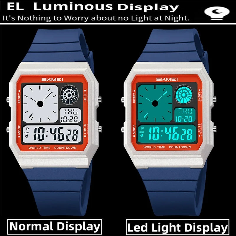 Skmei 5 Alarm Clock Male Military Sports Watches Analog Digital Display Multiple Time Zone Waterproof Swimming Mens Stop Watch