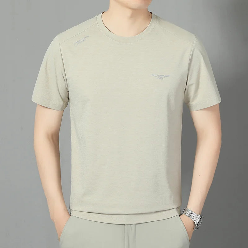 2025 New Men's Korean Casual Short Sleeved Round Neck T-shirt Summer Fashionable and Comfortable Versatile Top