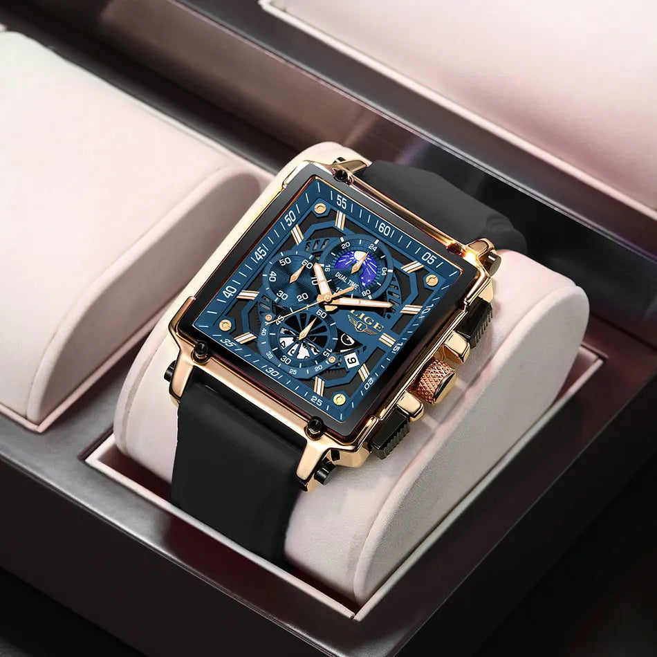 LIGE Men Watch Foxbox Brand Luxury Waterproof Quartz Wristwatch For Men Date Sport Silicone Clock Male Watches Relogio Masculino