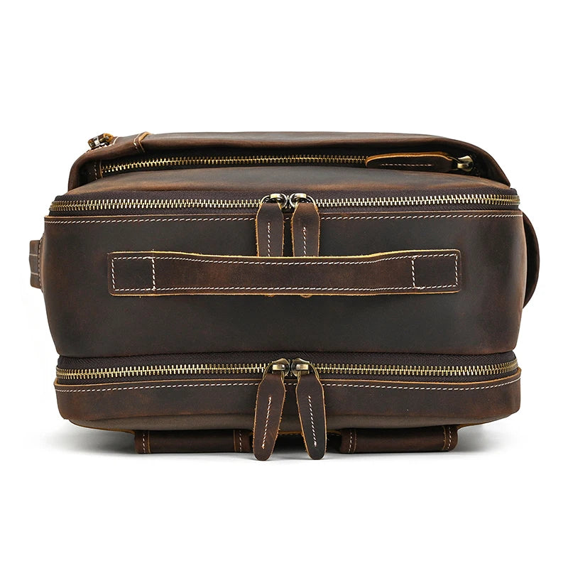 2025 New Arrivals Leather Backpack For Travel Men Male Cowhide Leather Laptop Bag 15.6" 17 Double Shoulder Bagpack For Man Retro