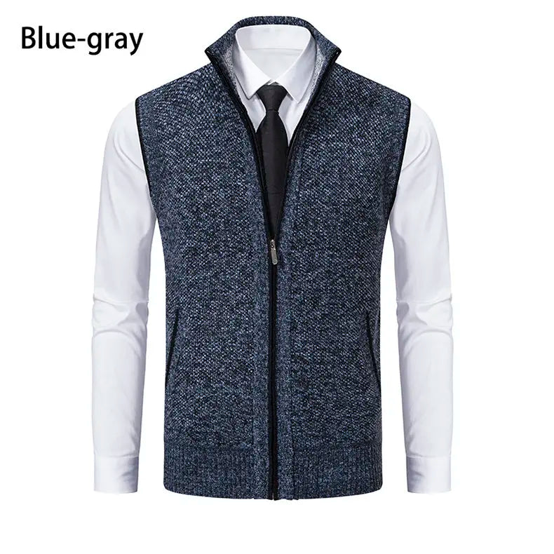 Men Sweaters Vest 2025 Autumn Winter New Wool Warm Velvet Solid Casual Knitwear Turtleneck Sleeveless Sweaters Vest men clothing