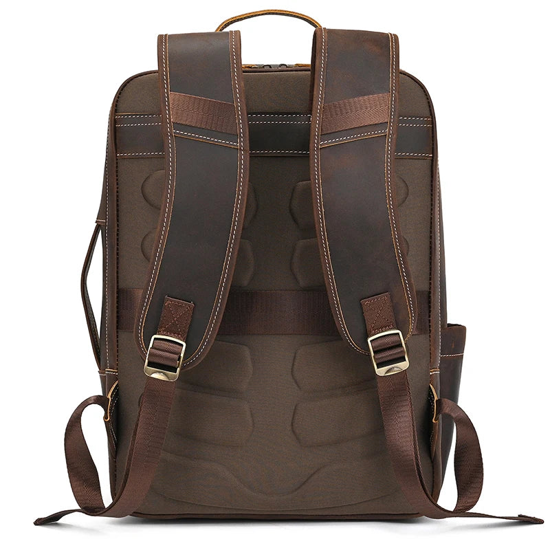 2025 New Arrivals Leather Backpack For Travel Men Male Cowhide Leather Laptop Bag 15.6" 17 Double Shoulder Bagpack For Man Retro