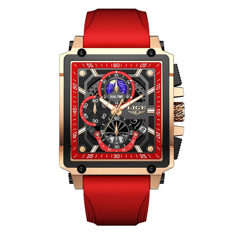 LIGE Men Watch Foxbox Brand Luxury Waterproof Quartz Wristwatch For Men Date Sport Silicone Clock Male Watches Relogio Masculino