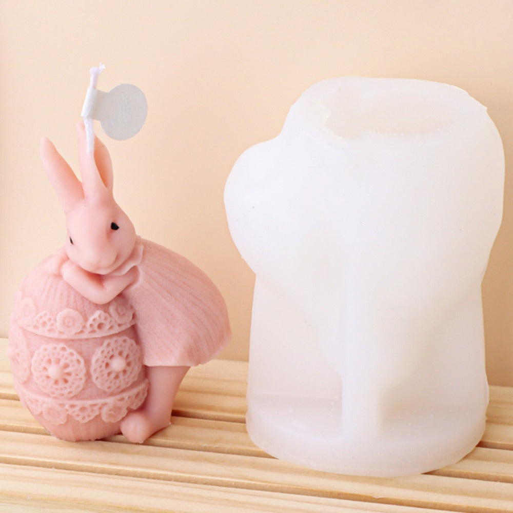 Candle Silicone Mold Rabbit Egg Aromatherapy Candle DIY Easter Drip Plaster Rabbit Mold Craft Gifts Home Decor Easy Demolding